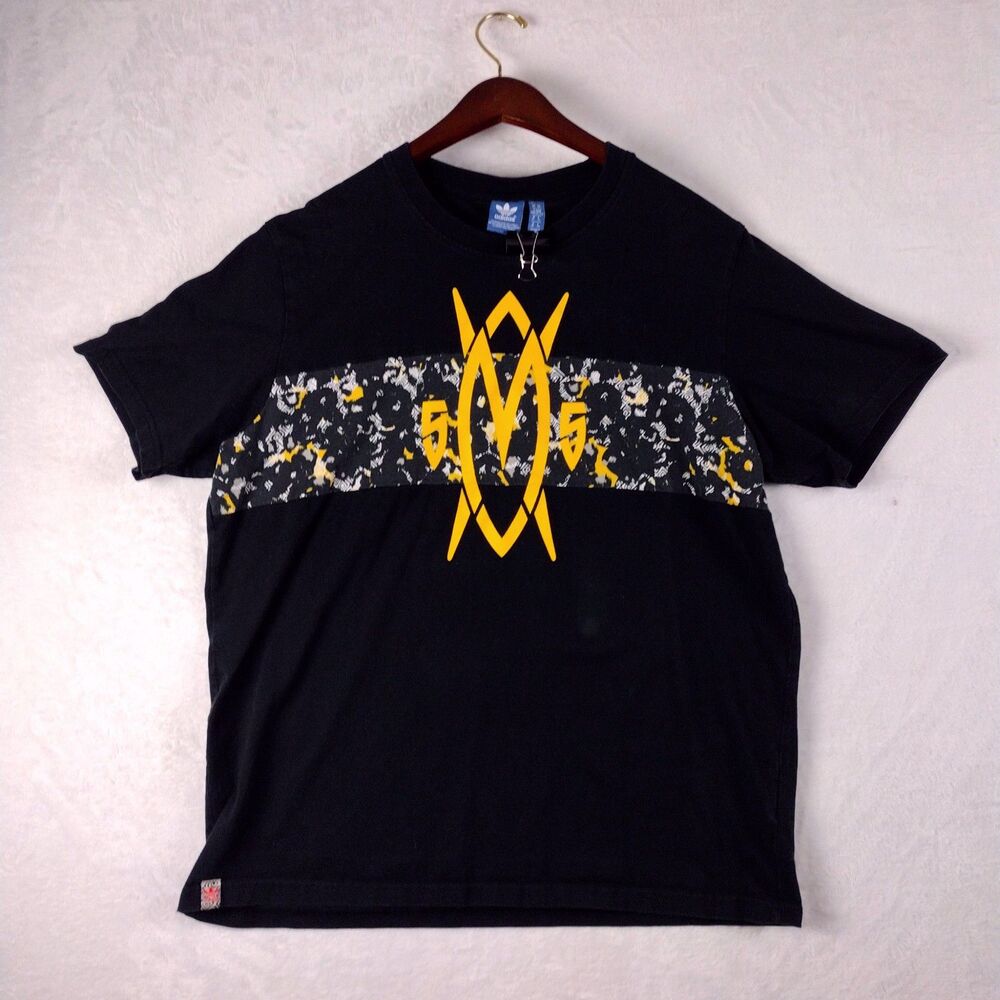 Adidas Originals Dikembe Mutombo 55 Graphic T-Shirt Mens XL Black Yellow Cotton
